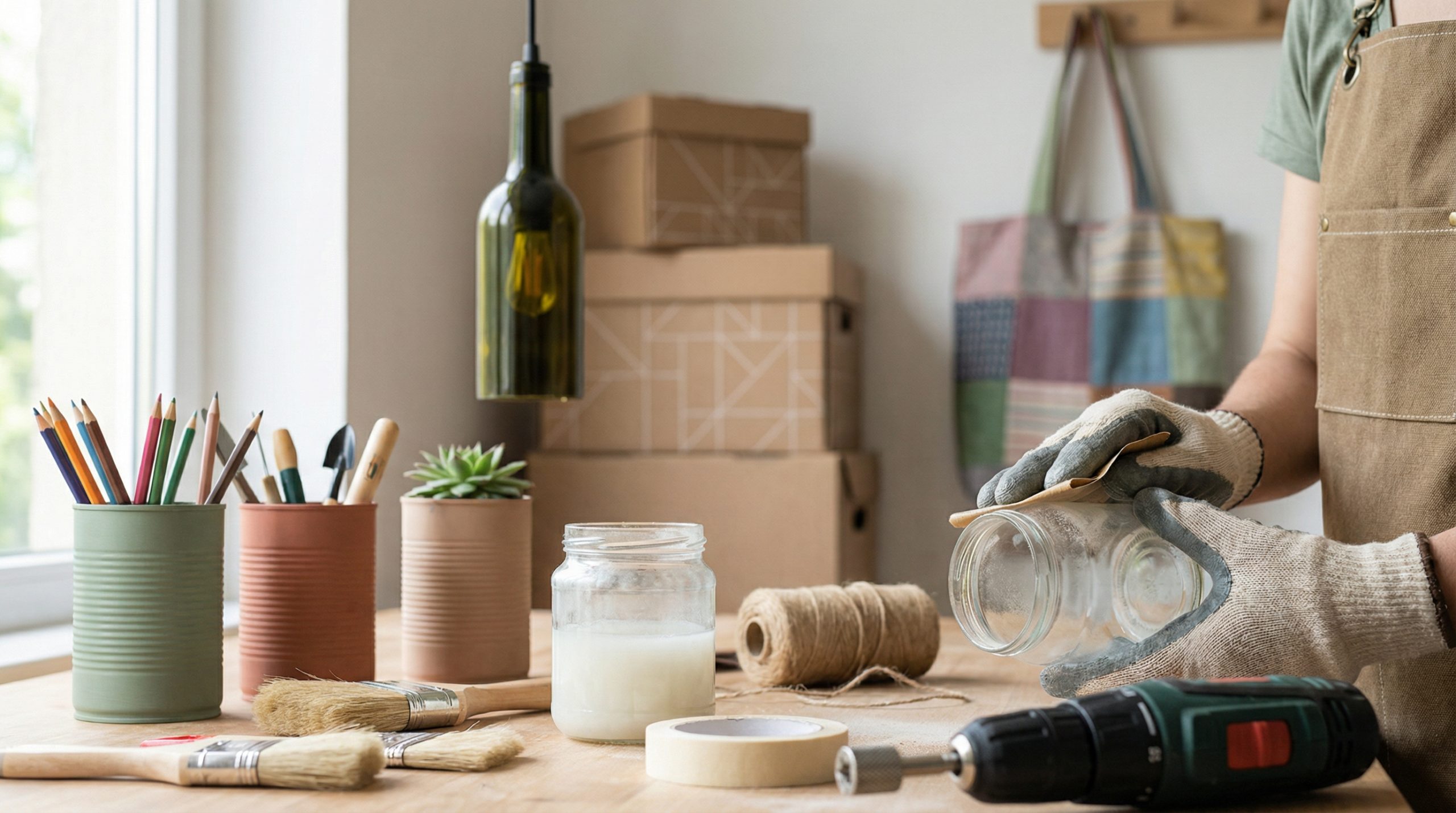 Upcycling de vidro, papelão e tecidos: técnicas sustentáveis