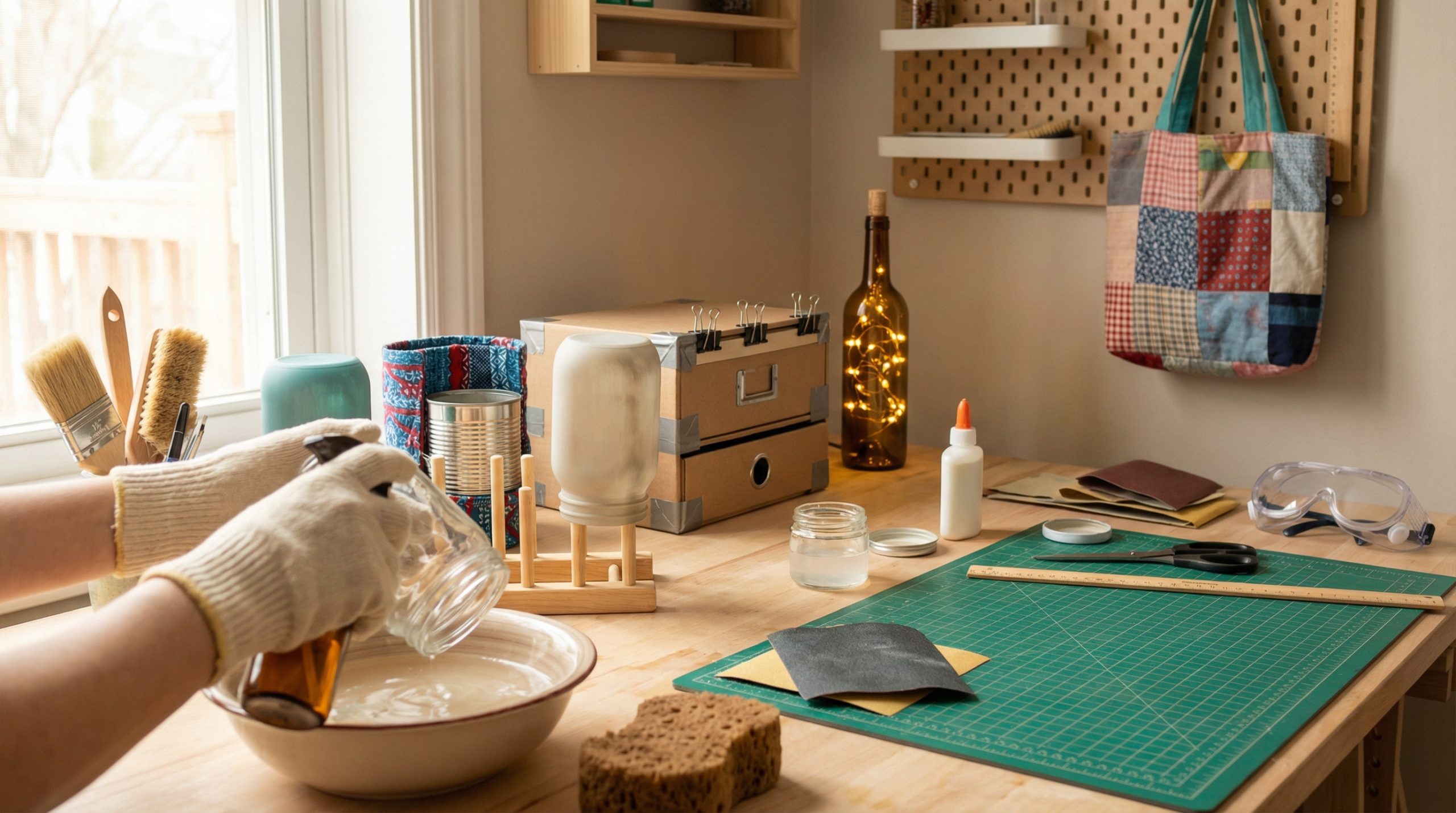 Reutilização Criativa Simplificada: Projetos com Vidro e Retalhos